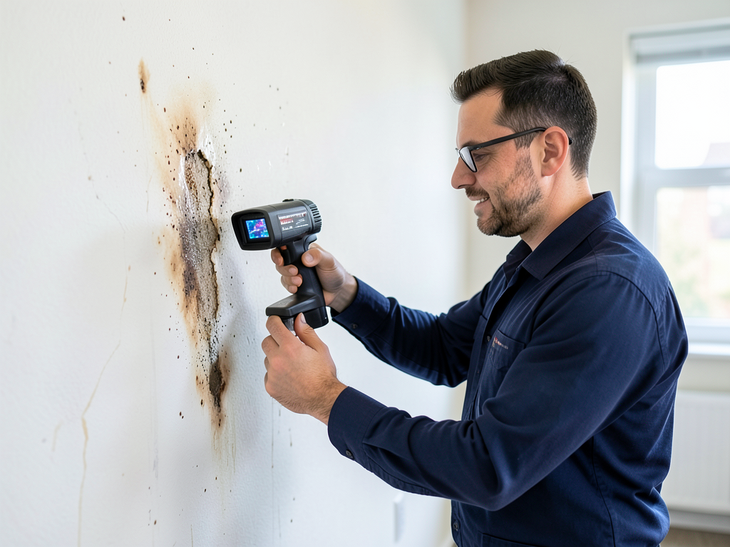 Using thermal imaging to find a leak behind the wa
